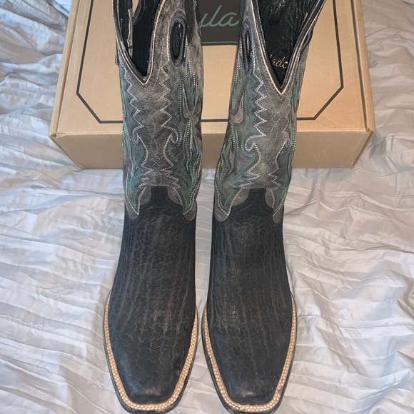 Azulado Black Joaquin Square Toe Boots - Picture 1 of 9